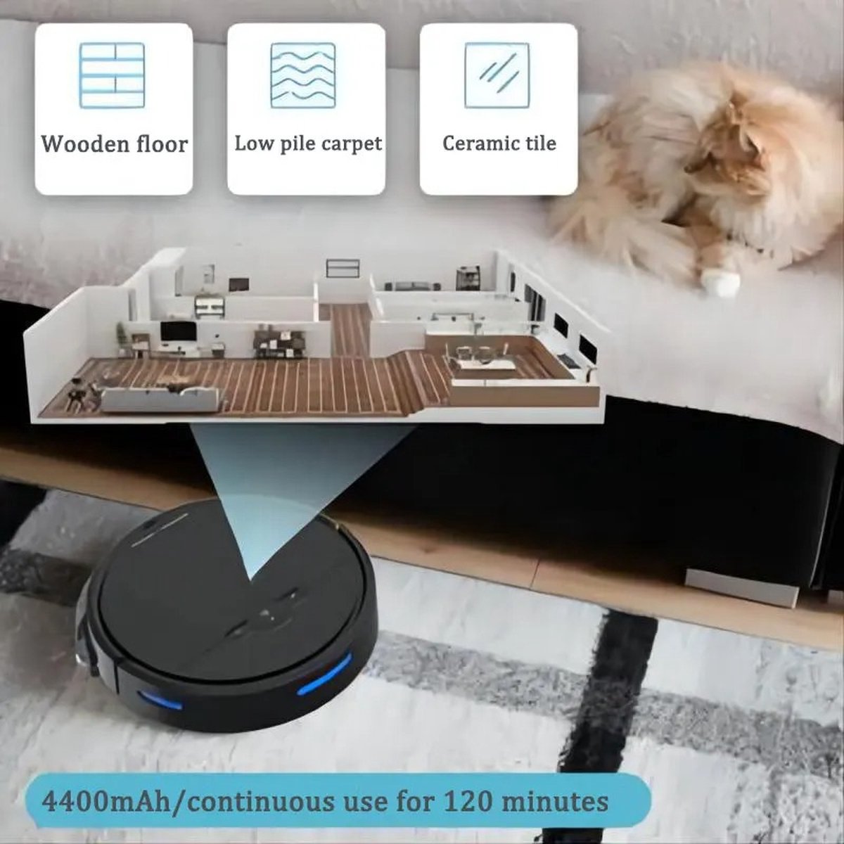 MiShar Robotstofzuiger Wit Met Laadstation