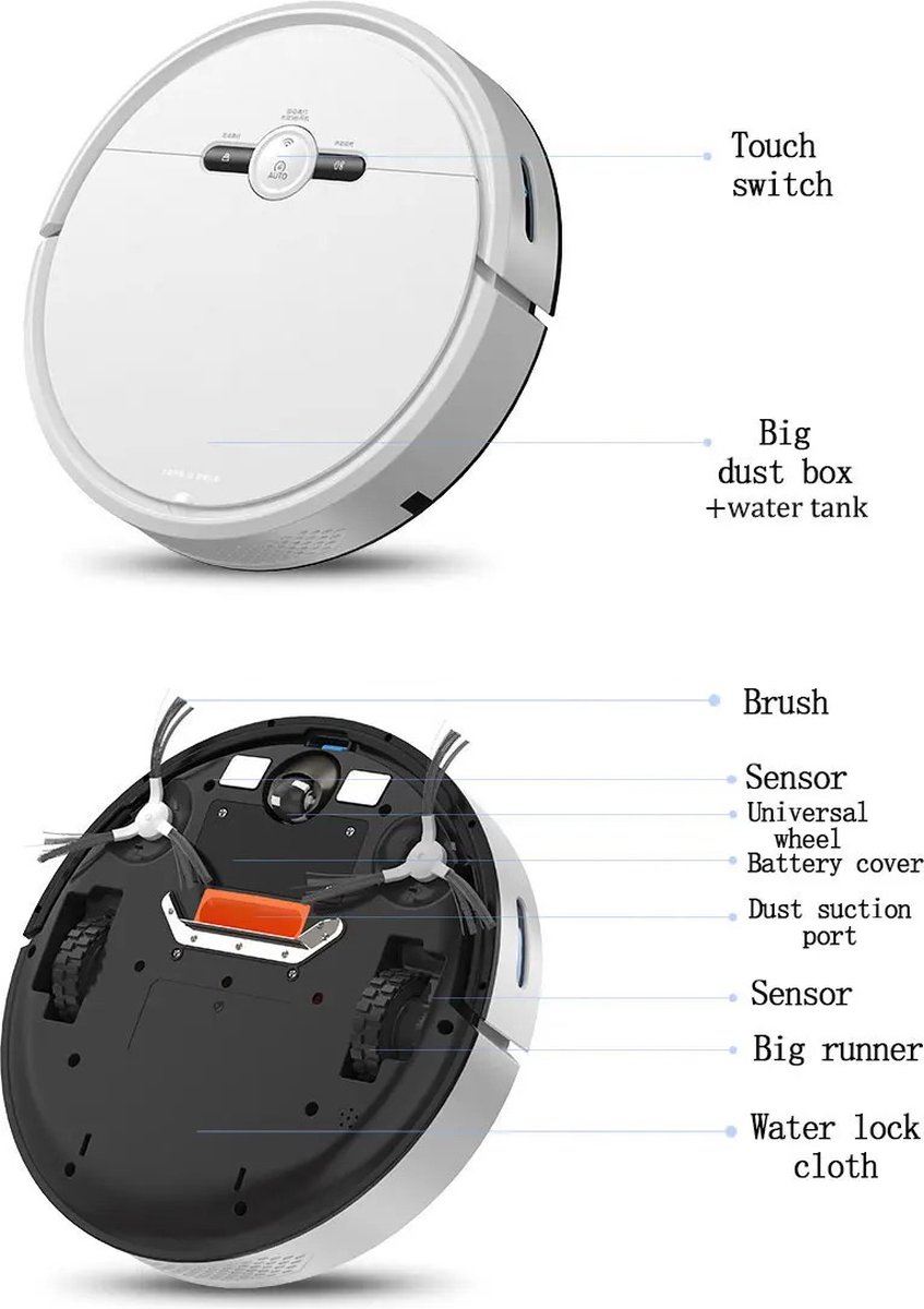MiShar Robotstofzuiger Wit Met Laadstation