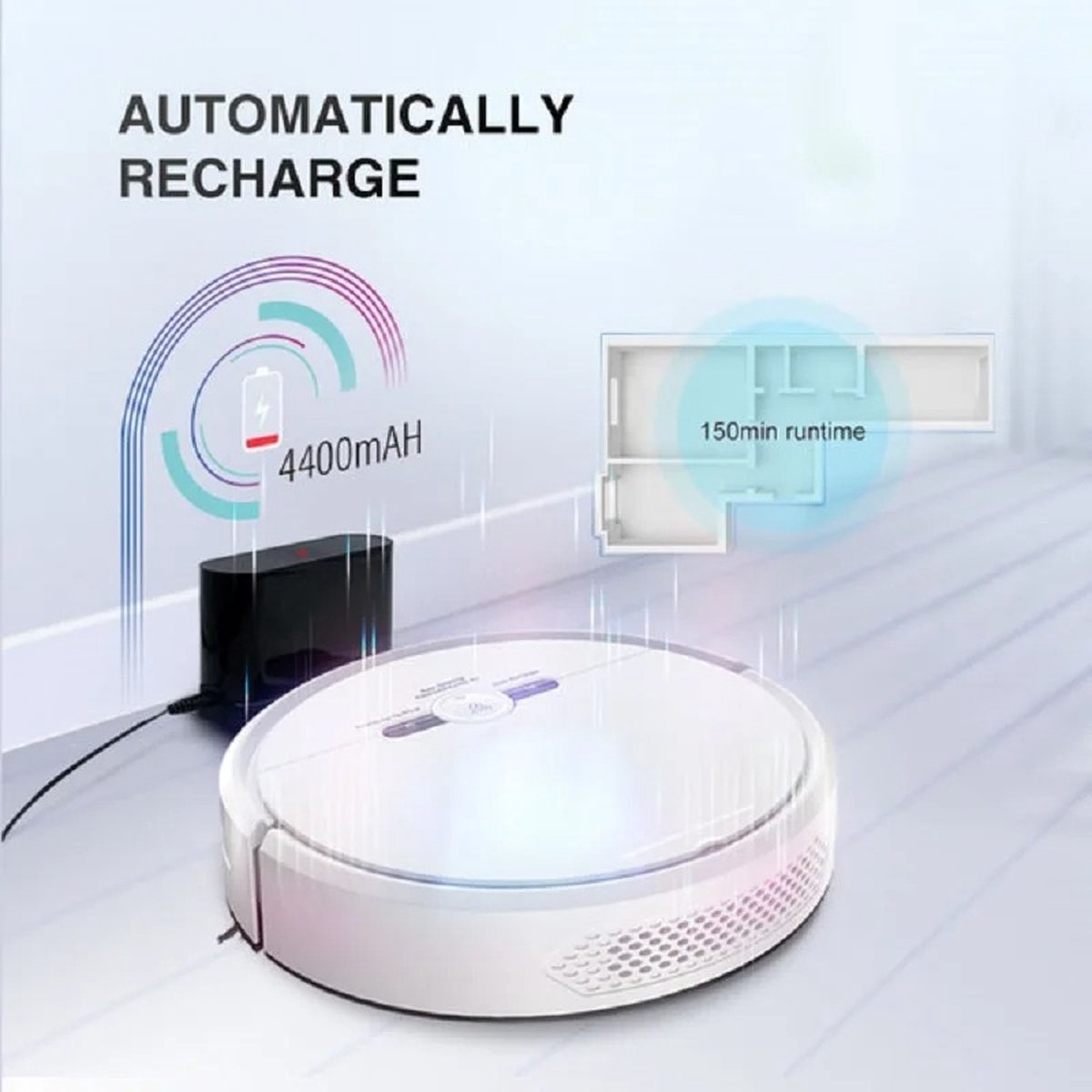 MiShar Robotstofzuiger Wit Met Laadstation