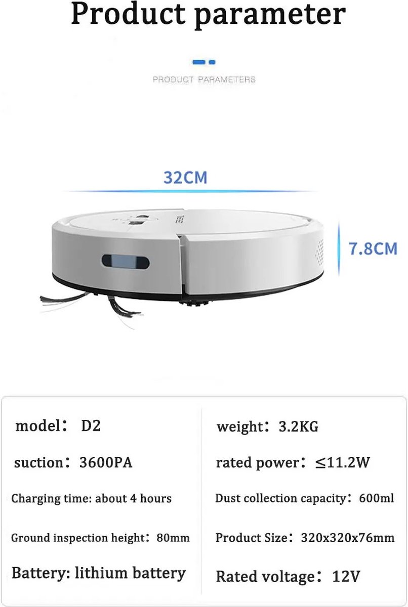 MiShar Robotstofzuiger Wit Met Laadstation