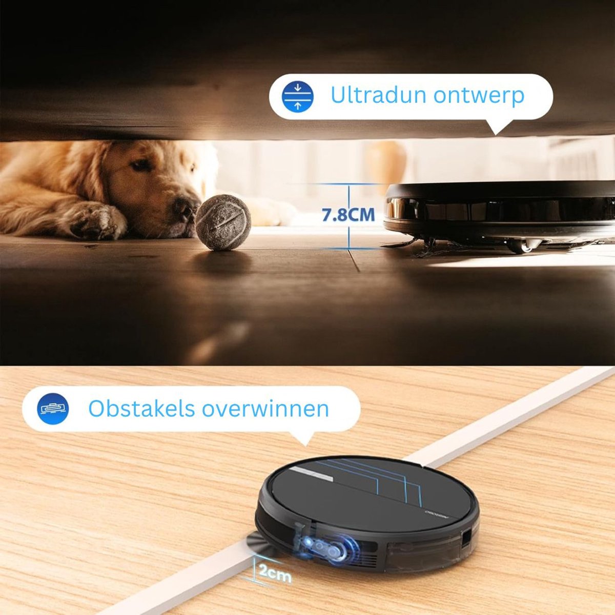 MKSS Robotstofzuiger met Dweilfunctie en Laadstation