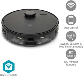 Nedis SmartLife robotstofzuiger, zwart