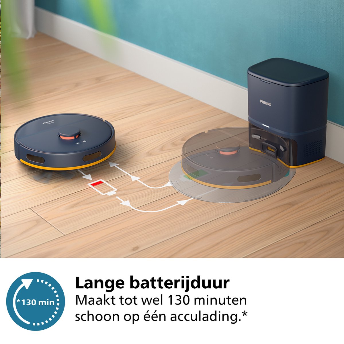 Philips HomeRun 2000 Series XU2100/10 Robotstofzuiger Marineblauw