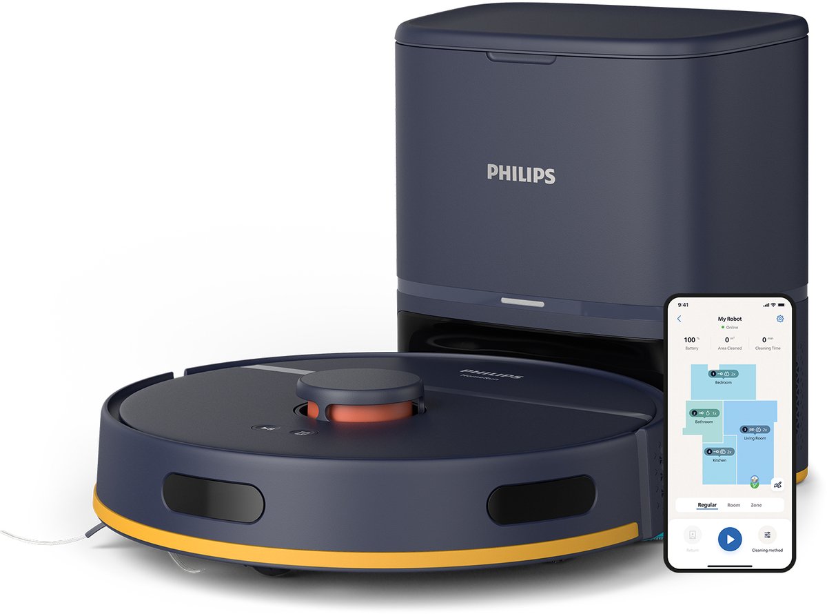 Philips HomeRun 2000 XU2100/15 Robotstofzuiger met Dweilfunctie en Automatisch Leegstation
