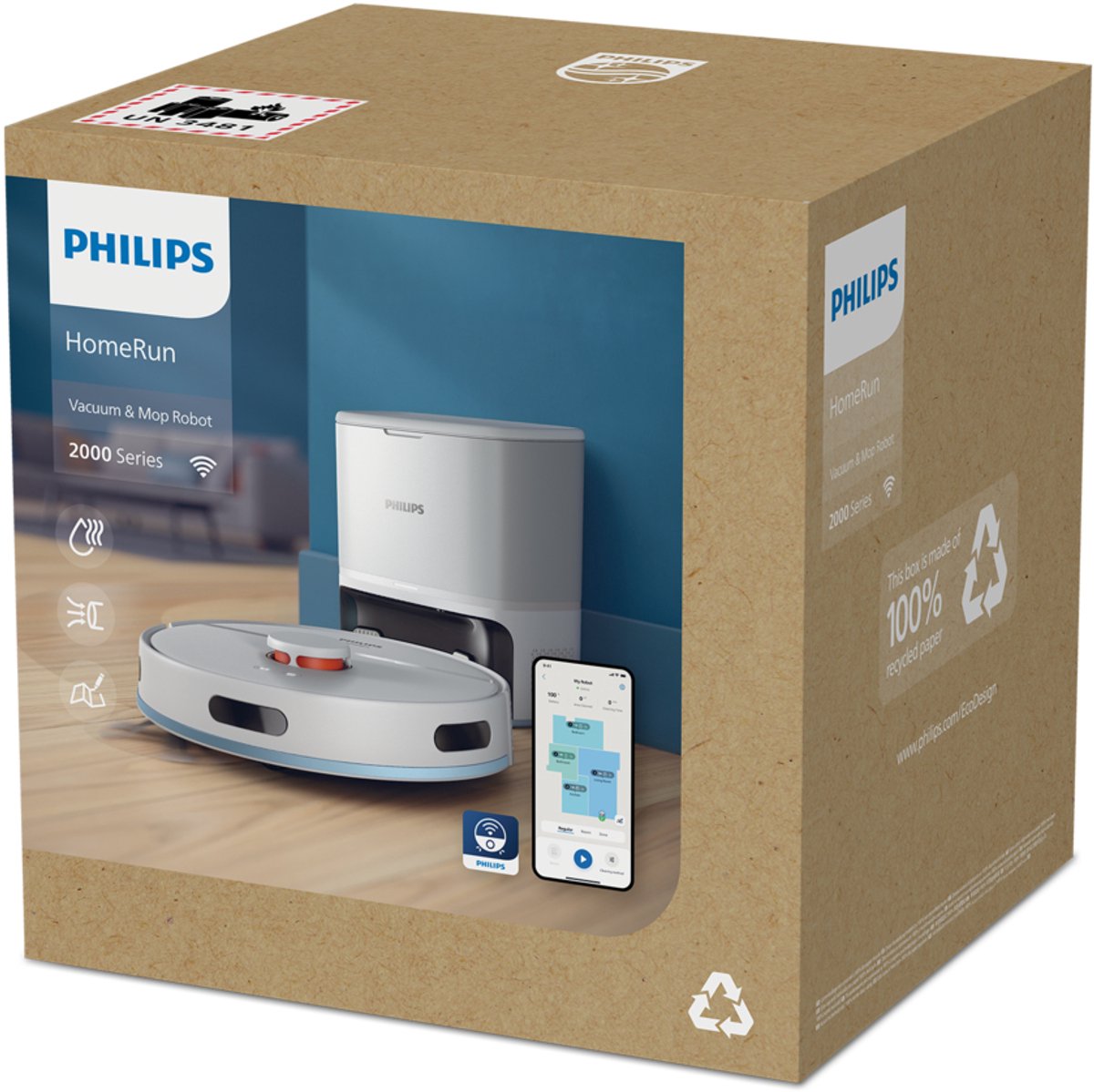 Philips HomeRun 2000 XU2100/15 Robotstofzuiger met Dweilfunctie en Automatisch Leegstation
