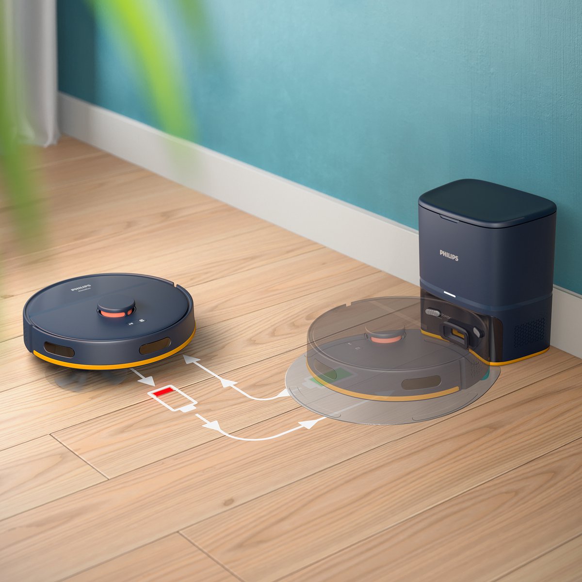 Philips HomeRun 2000 XU2100/15 Robotstofzuiger met Dweilfunctie en Automatisch Leegstation
