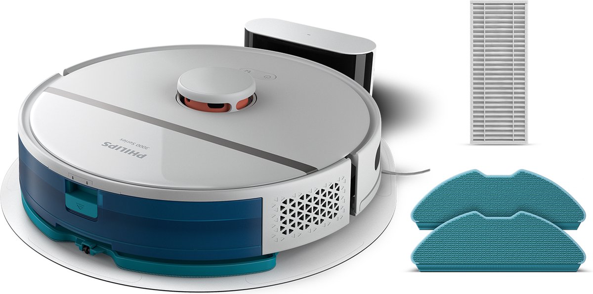 Philips HomeRun Aqua 3000 XU3000/02 Robotstofzuiger Wit Metallic