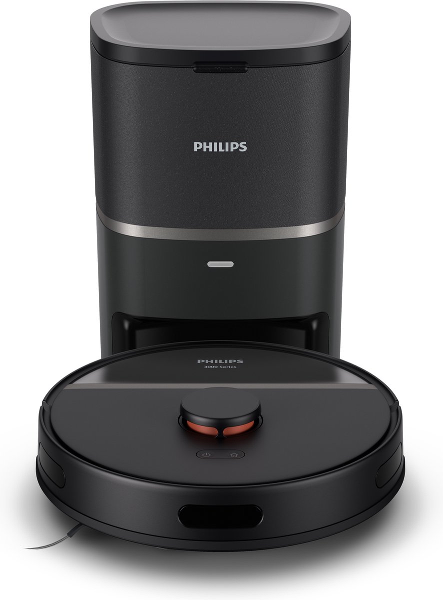 De Philips HomeRun Aqua 3000 XU3100/01 Robotstofzuiger Zwart Metallic in één oogopslag
