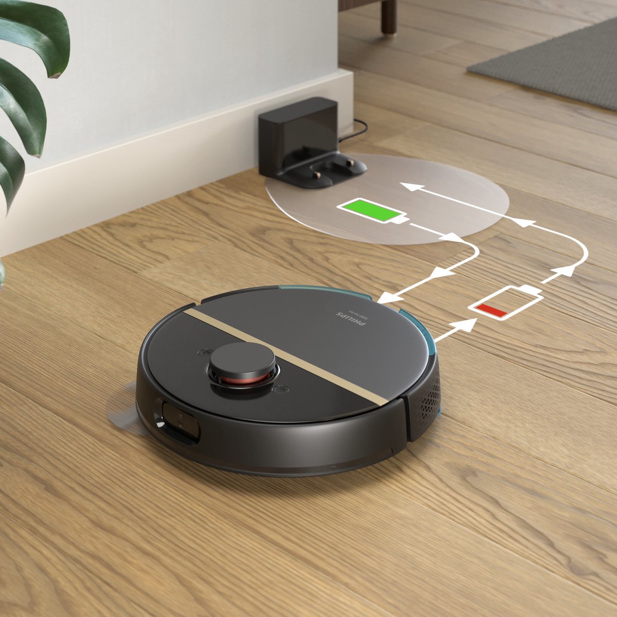 Philips HomeRun Aqua 7000 XU7000/01 Robotstofzuiger Zwart/Goud