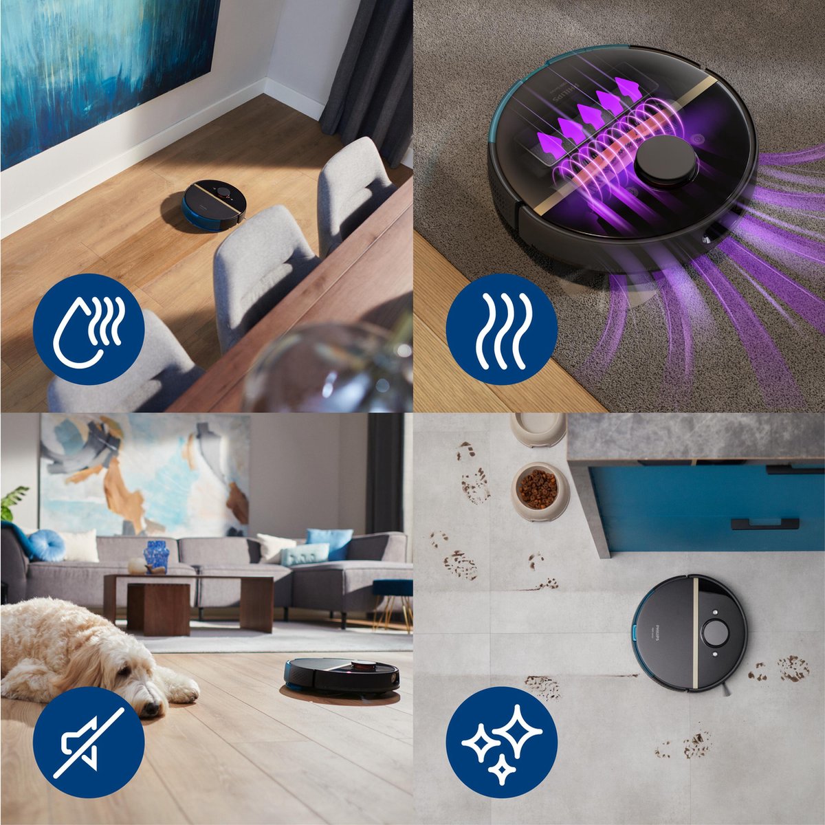 Philips HomeRun Aqua 7000 XU7000/01 Robotstofzuiger Zwart/Goud
