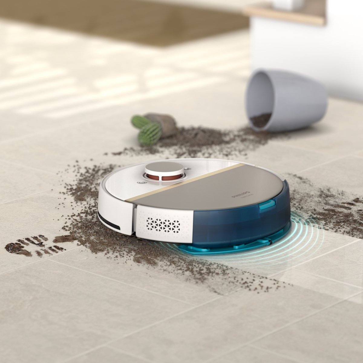 Philips HomeRun Aqua 7000 XU7000/02 Robotstofzuiger Wit/Goud