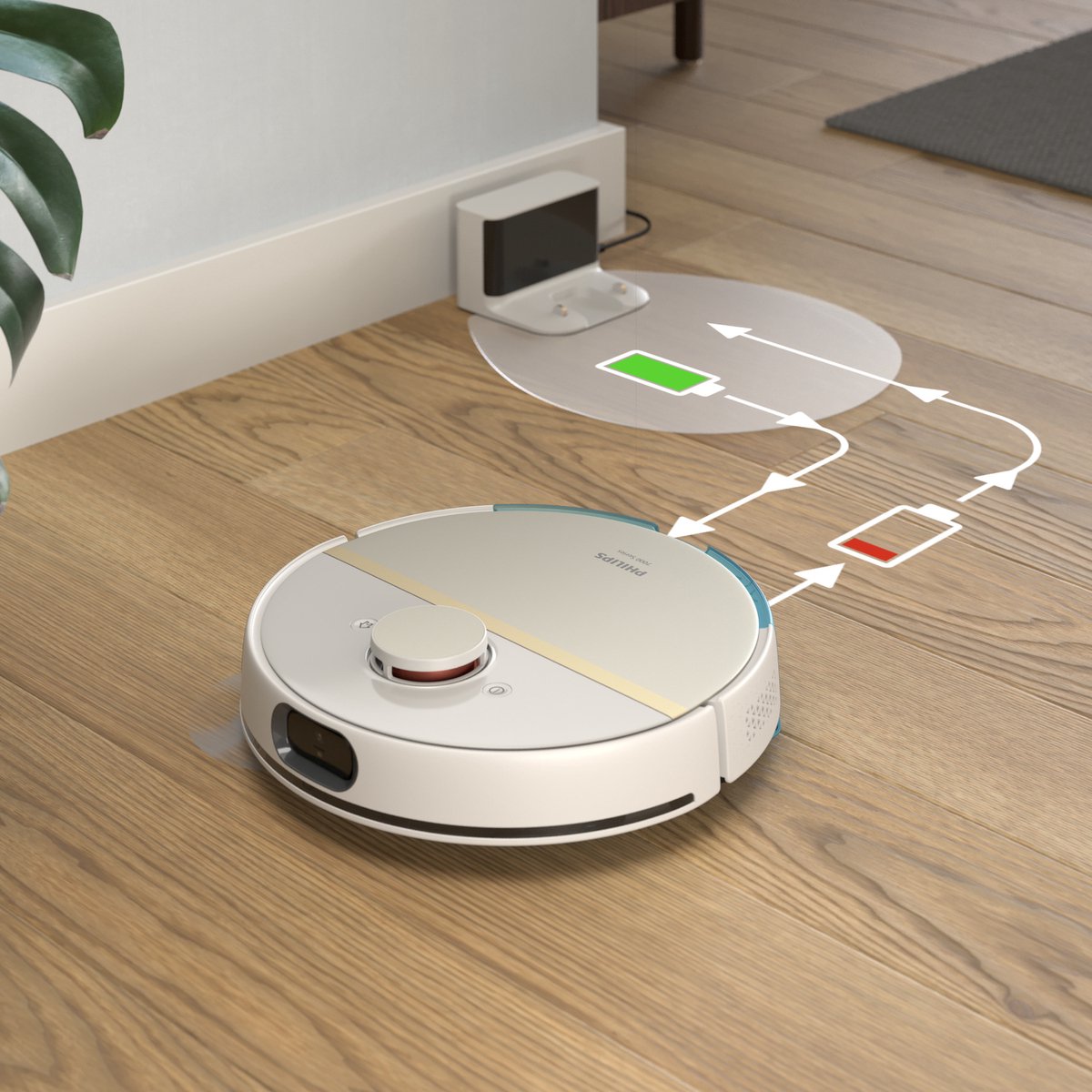 Philips HomeRun Aqua 7000 XU7000/02 Robotstofzuiger Wit/Goud