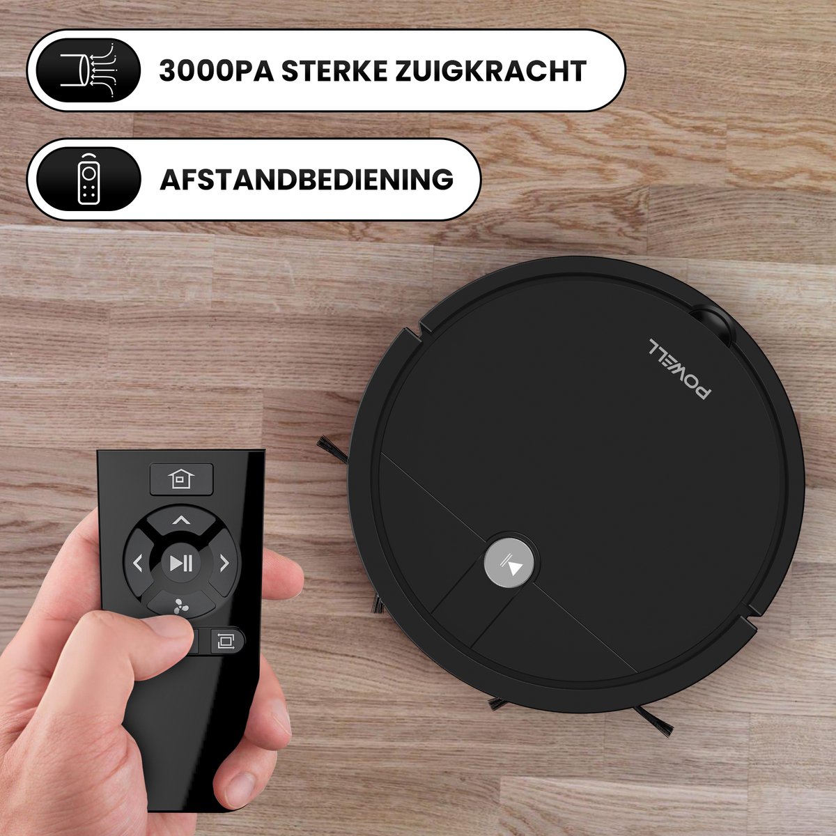 Powell Robotstofzuiger met Dweilfunctie Zwart