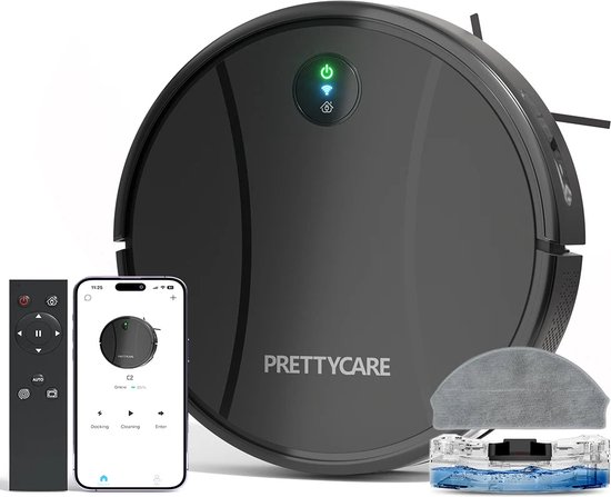 PrettyCare Robotstofzuiger met Vloermop Zwart