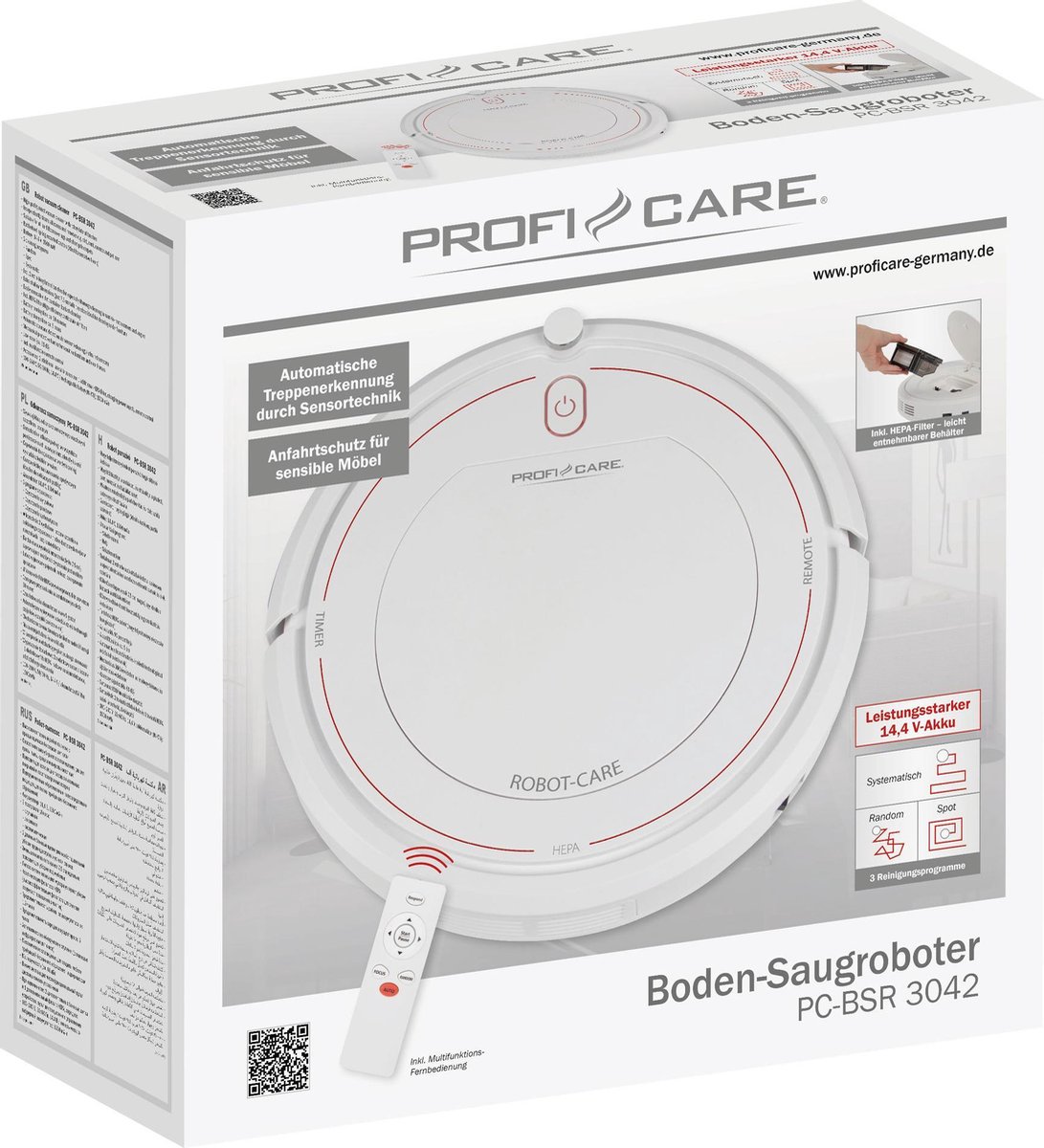ProfiCare BSR 3042 Robotstofzuiger Wit