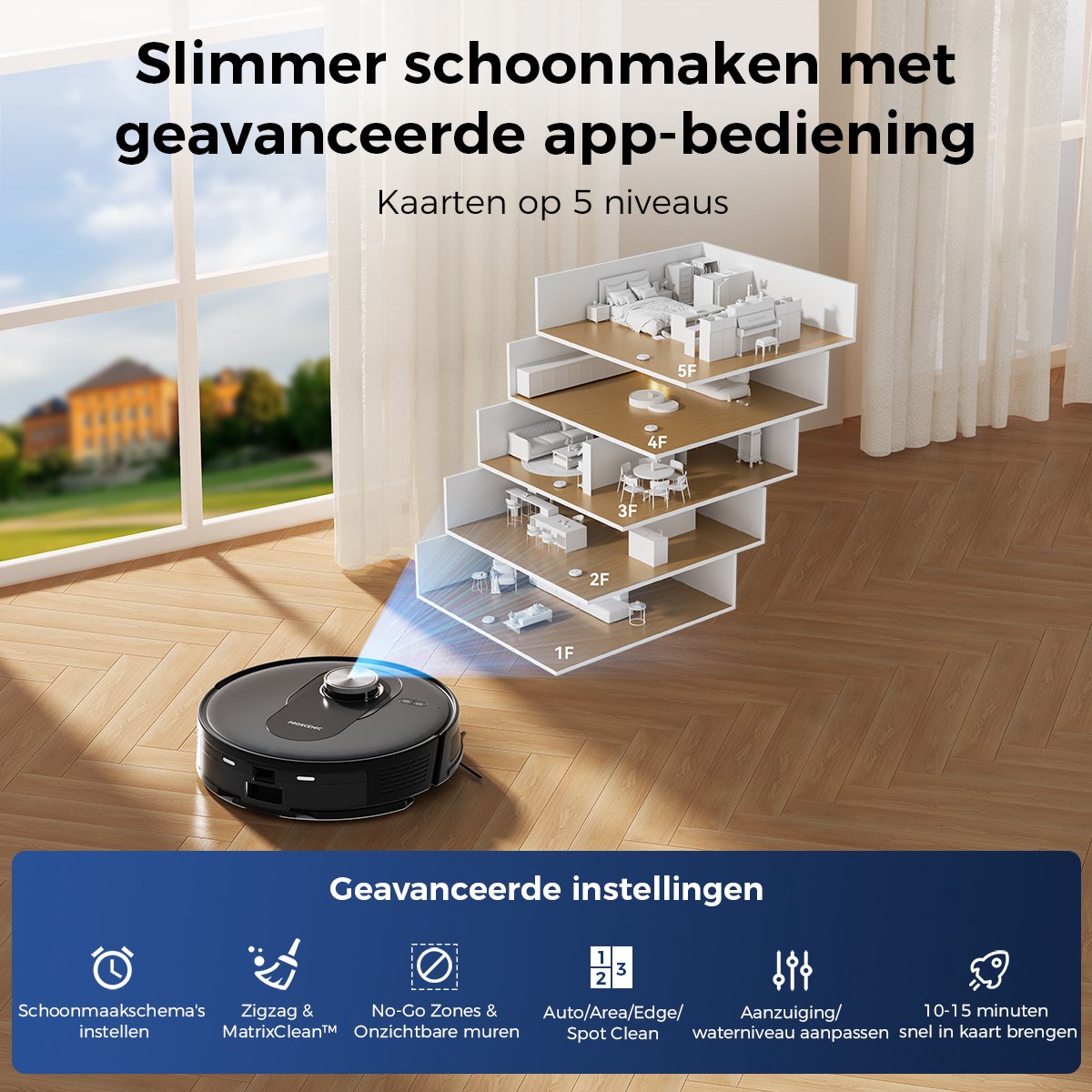 Proscenic Q8 Robotstofzuiger met Dweilfunctie