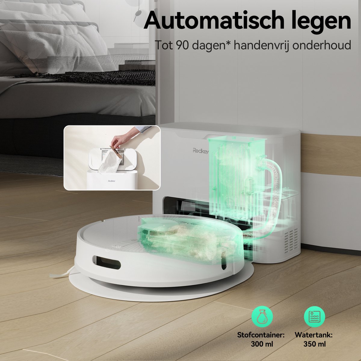 Redkey R10 Robotstofzuiger met dweilfunctie Wit
