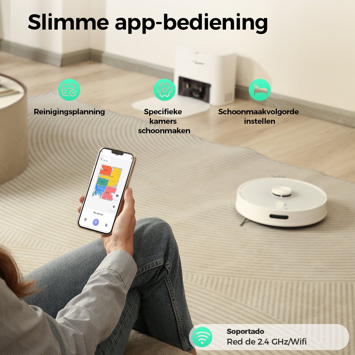 Redkey R10 Robotstofzuiger met dweilfunctie Wit