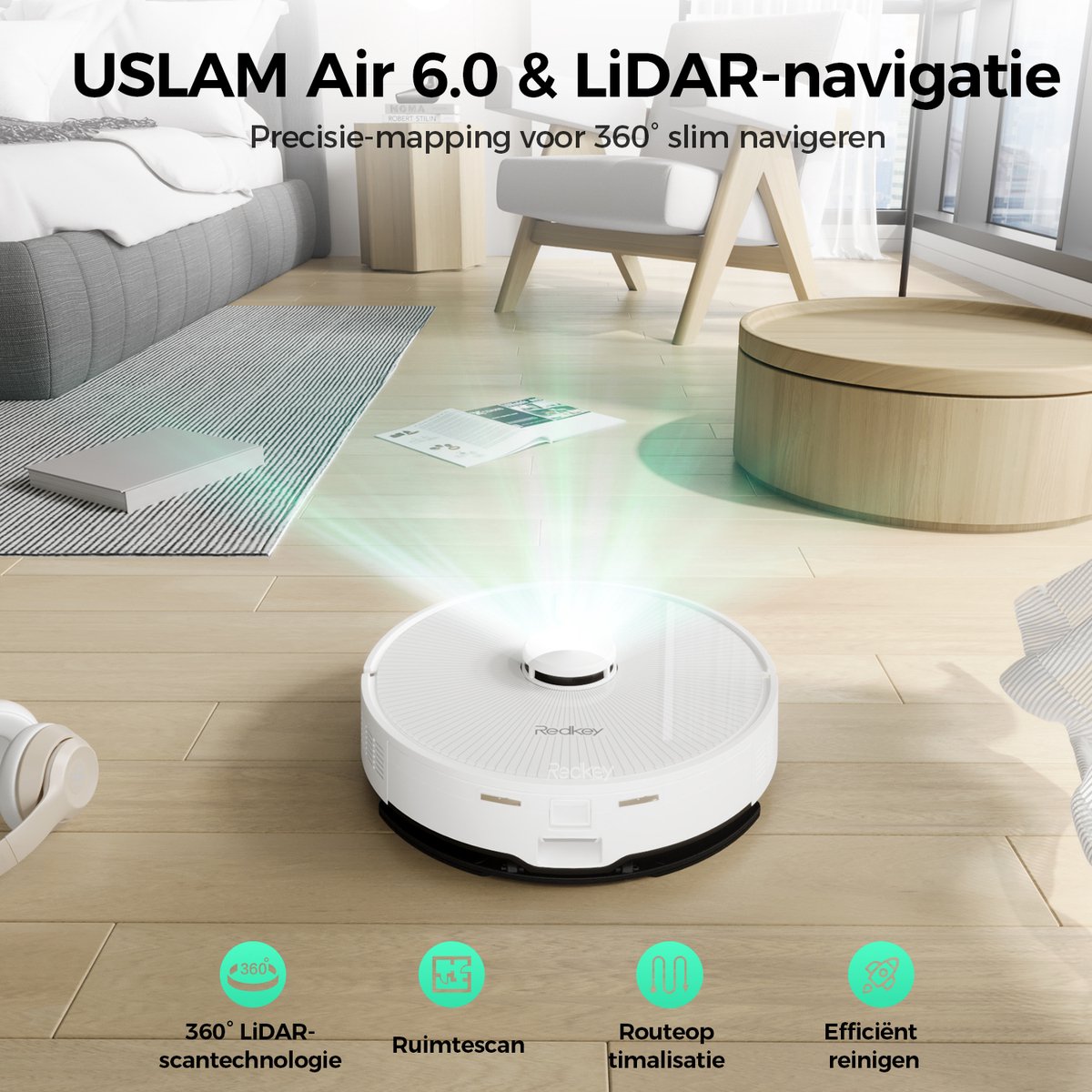 Redkey R10 Robotstofzuiger met dweilfunctie Wit