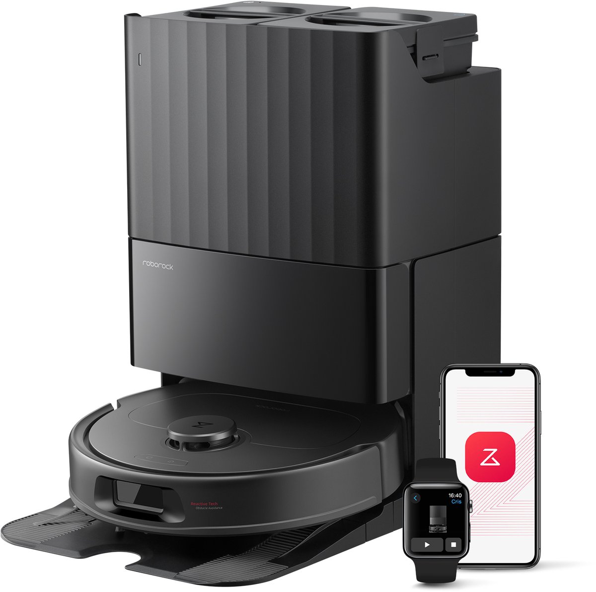 De roborock QV 35S robotstofzuiger zwart in één oogopslag