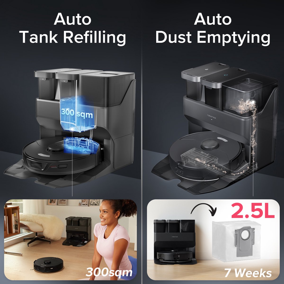 Roborock S7 Max Ultra Robotstofzuiger Zwart met AED Dock