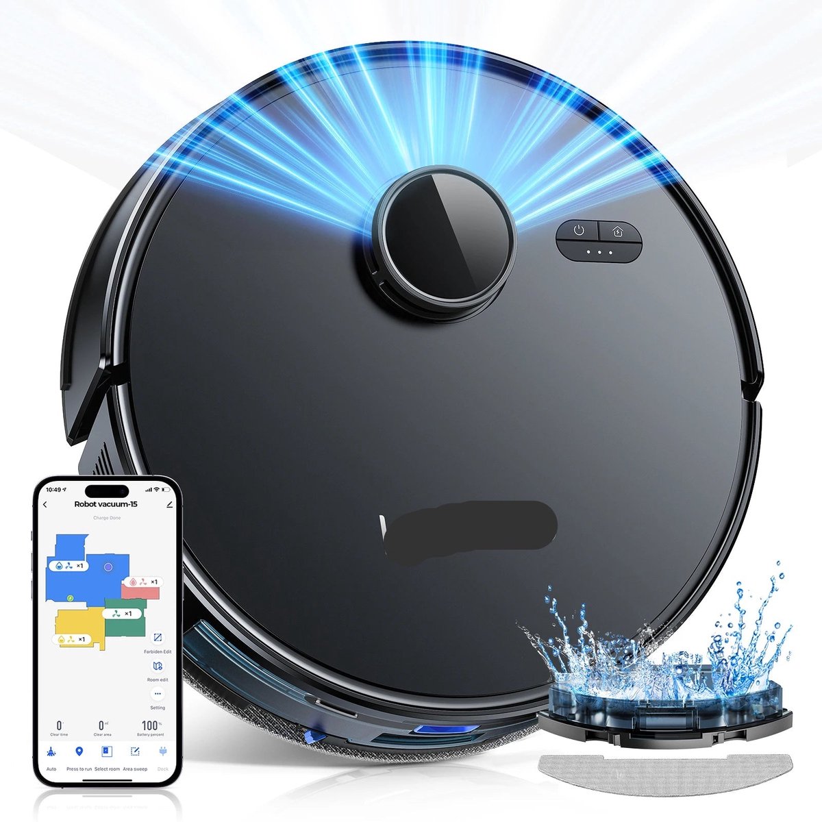Robotstofzuiger 3-in-1 Zwart