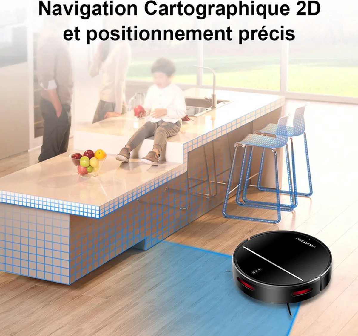 Robotstofzuiger 4000Pa met dweilfunctie - Slimme navigatie - Compatible met Alexa & Google Home