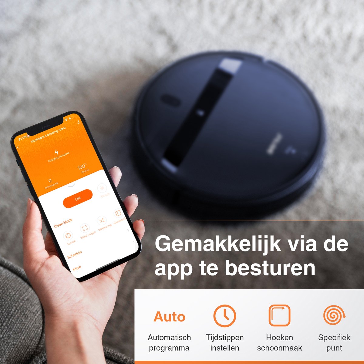 Robotstofzuiger Blauw met Dweilfunctie en Laadstation