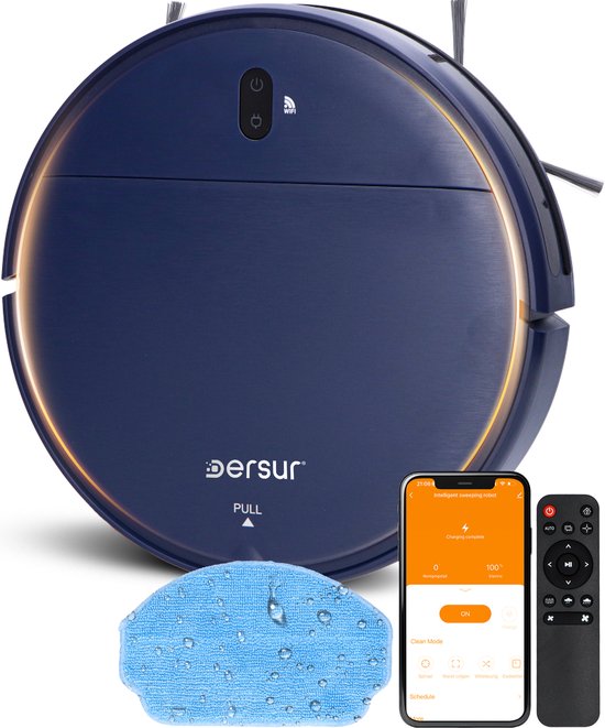 Robotstofzuiger Blauw met Dweilfunctie en Laadstation