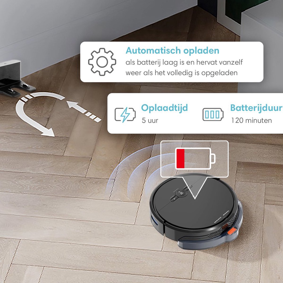 Robotstofzuiger Dweilfunctie met Laadstation voor Huisdieren