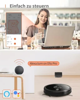Robotstofzuiger met Dweilfunctie 3000 Pa - Compatibel Google Home Alexa