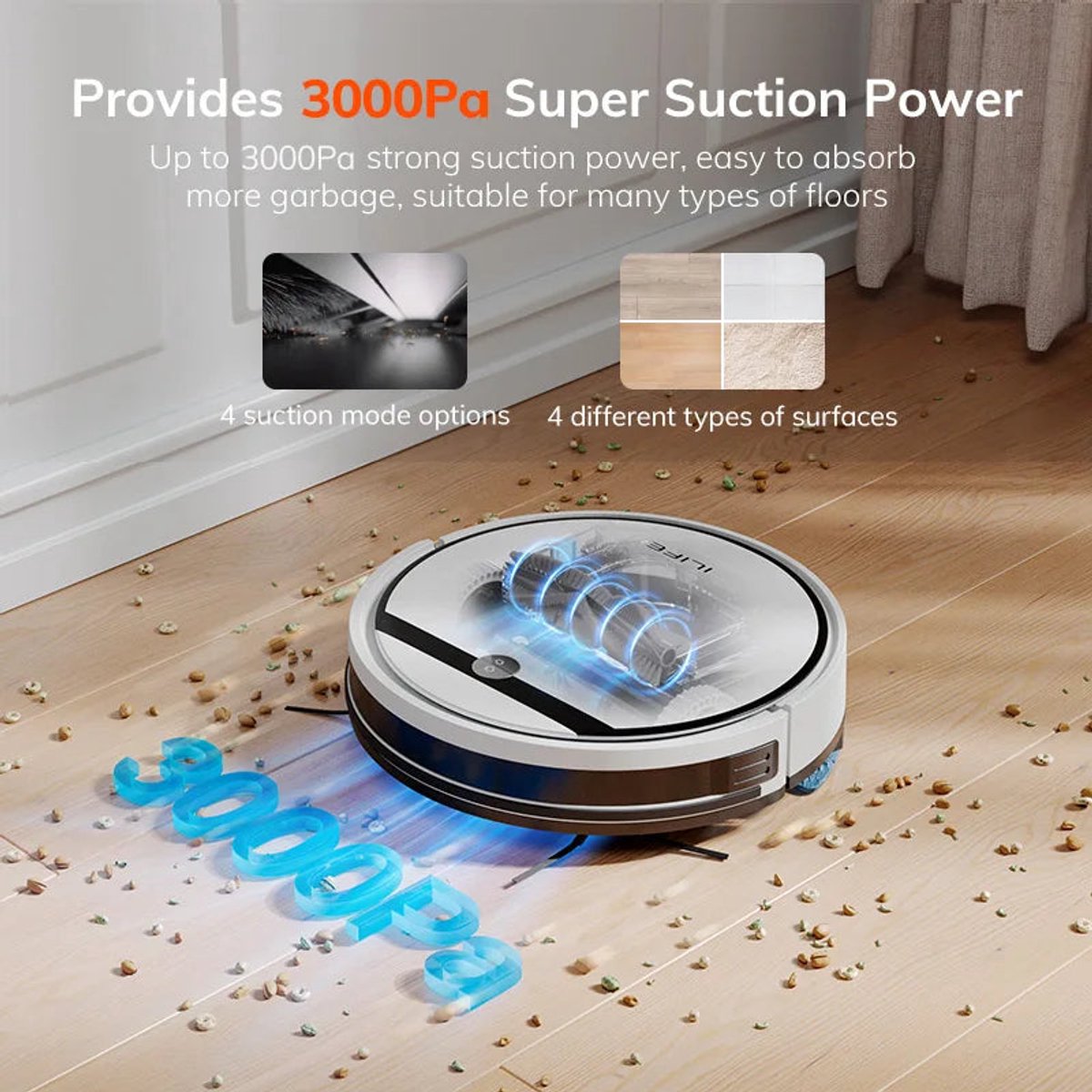 Robotstofzuiger met dweilsysteem 3000Pa WiFi Alexa Google