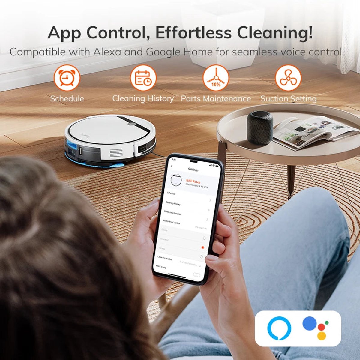 Robotstofzuiger met dweilsysteem 3000Pa WiFi Alexa Google