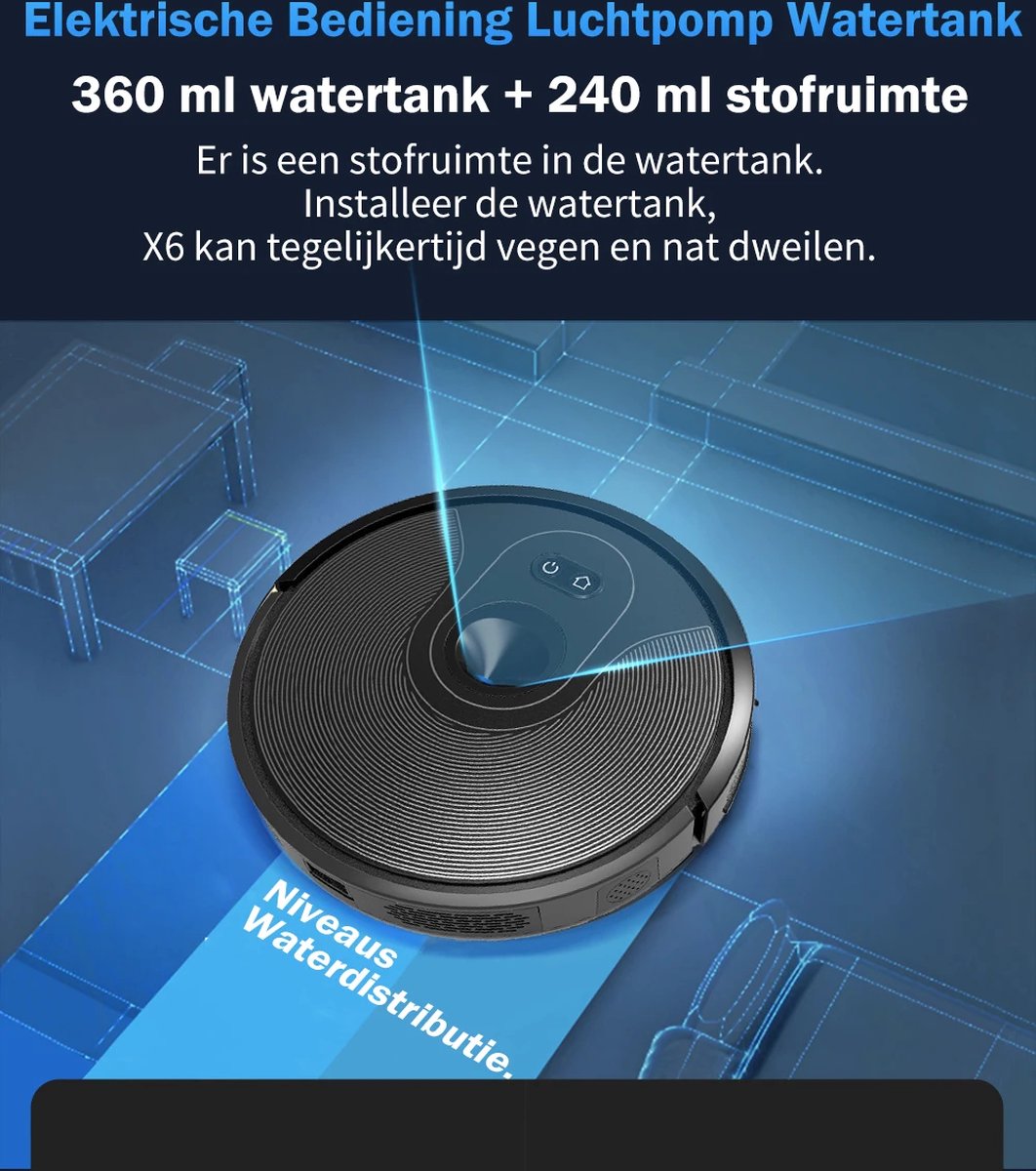 Robotstofzuiger Met Watertank En Dweilfunctie - Afstandsbediening