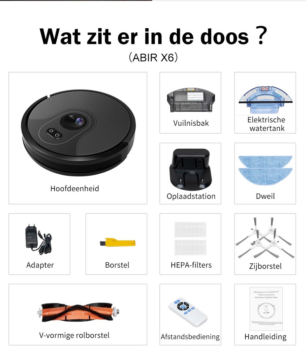 Robotstofzuiger Met Watertank En Dweilfunctie - Afstandsbediening
