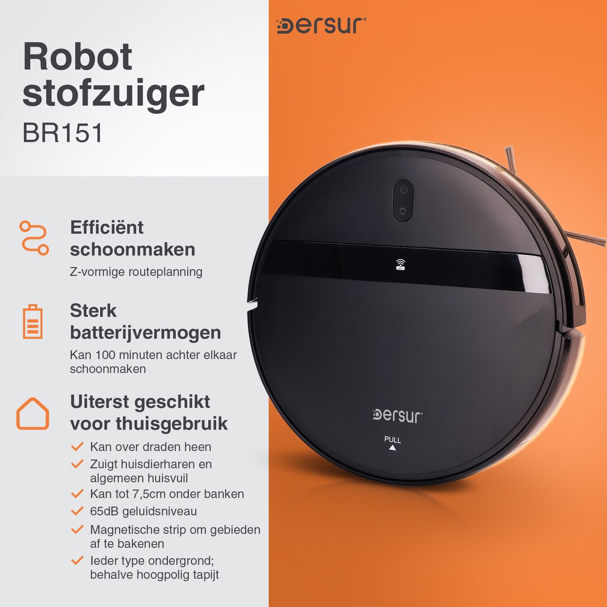 Robotstofzuiger Zwart met Dweilfunctie en Laadstation
