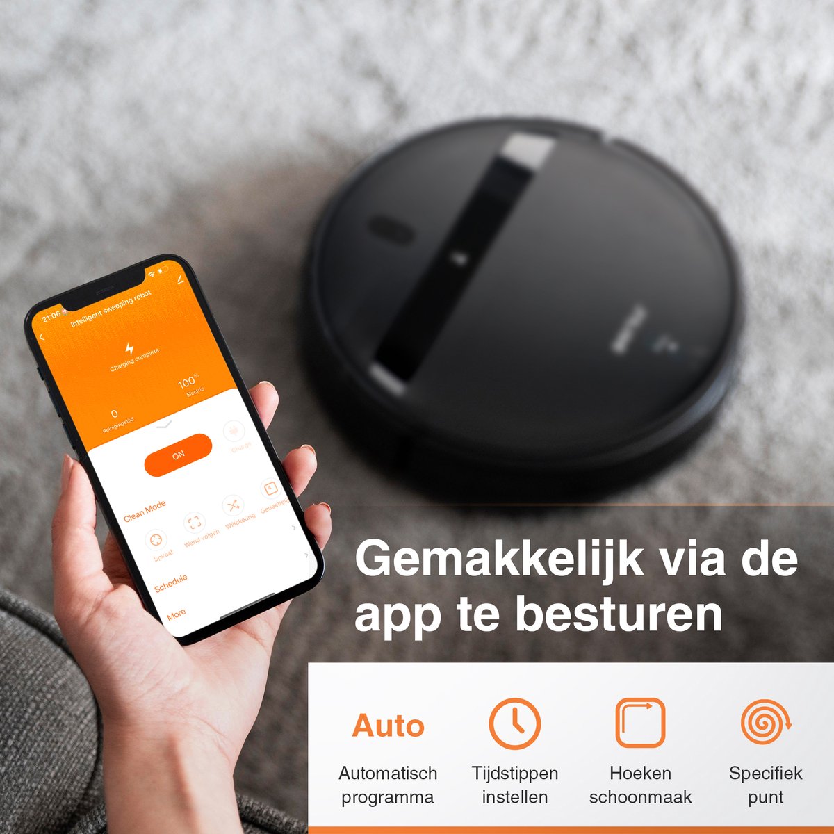 Robotstofzuiger Zwart met Dweilfunctie en Laadstation