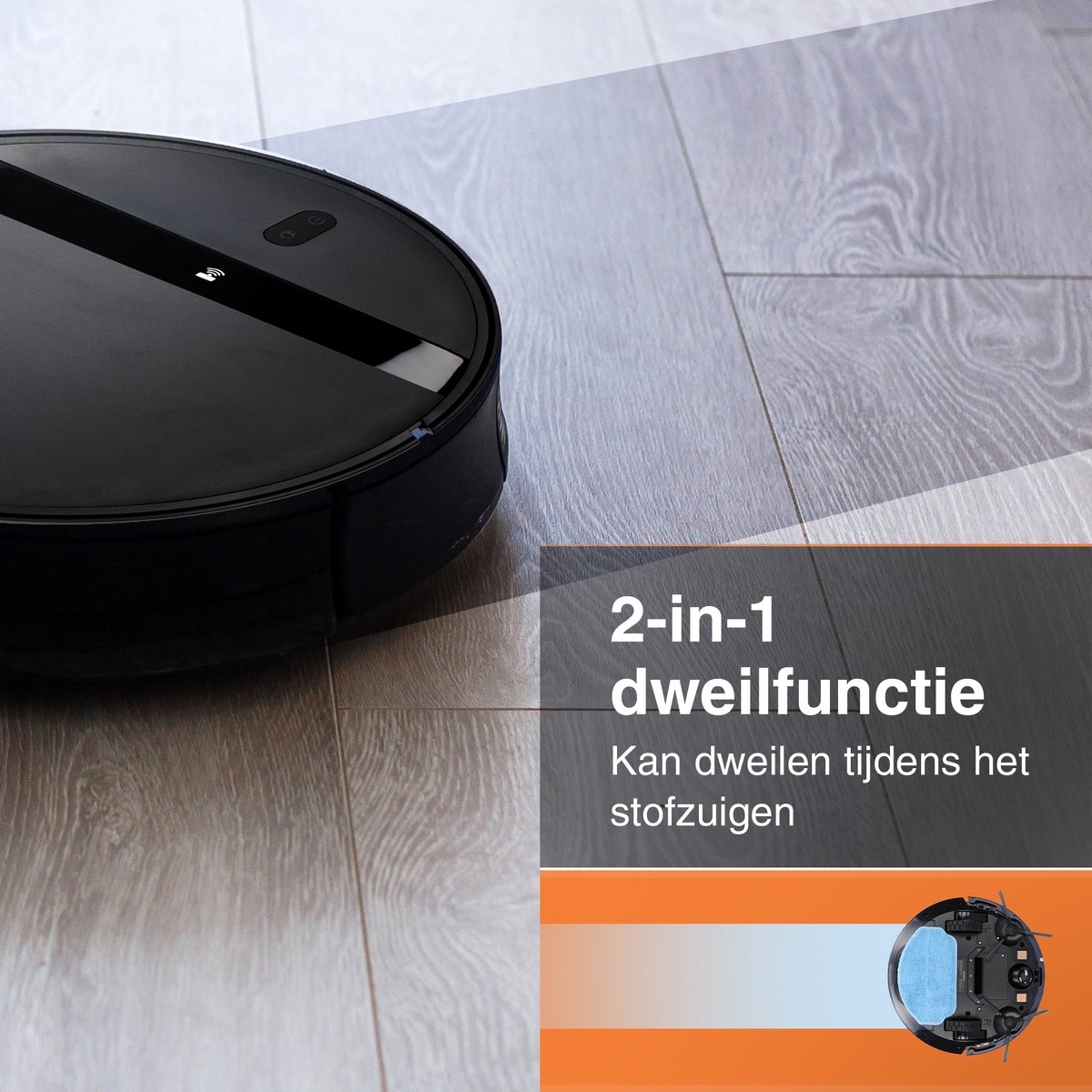 Robotstofzuiger Zwart met Dweilfunctie en Laadstation