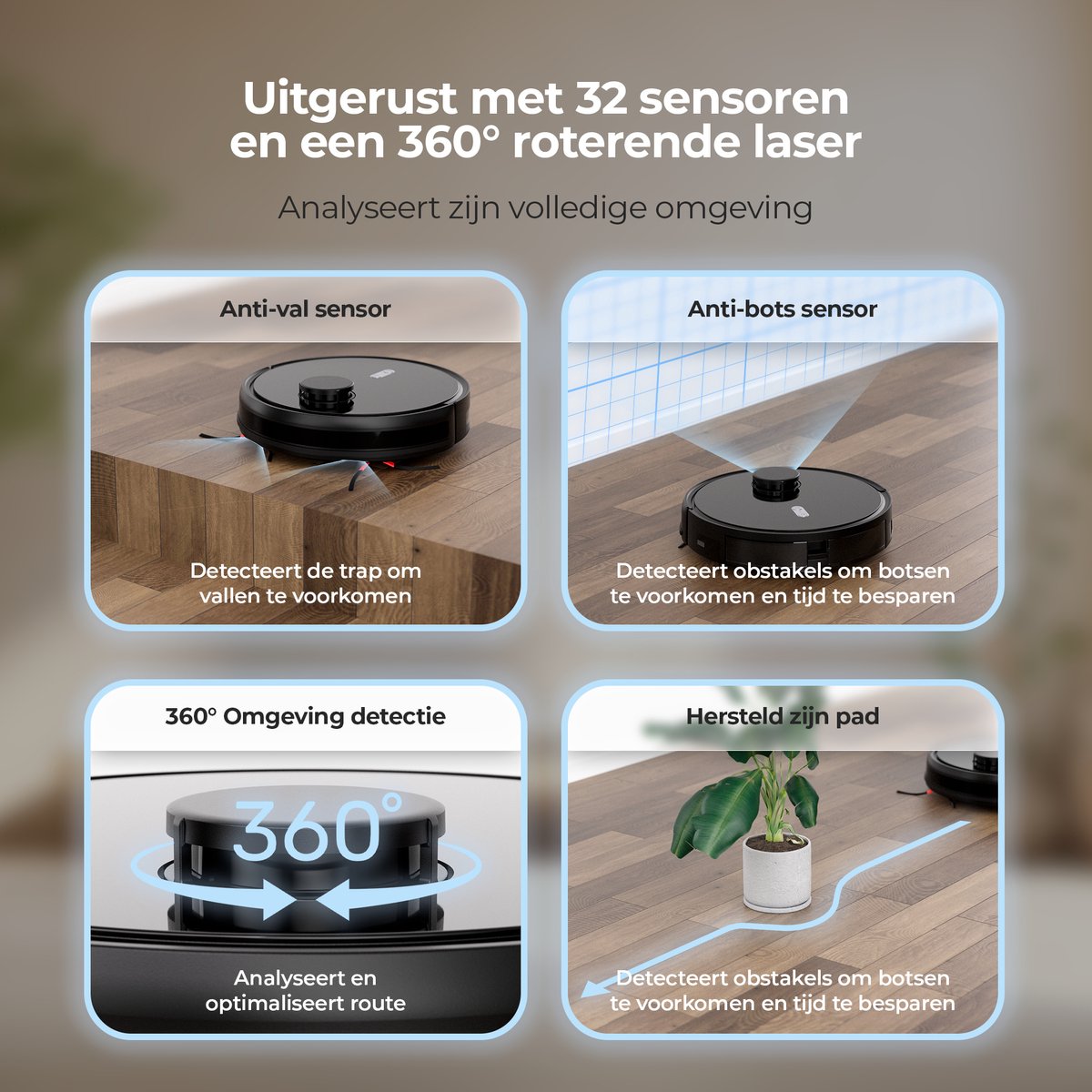 Roomware Robotstofzuiger met Dweilfunctie SMART Wifi