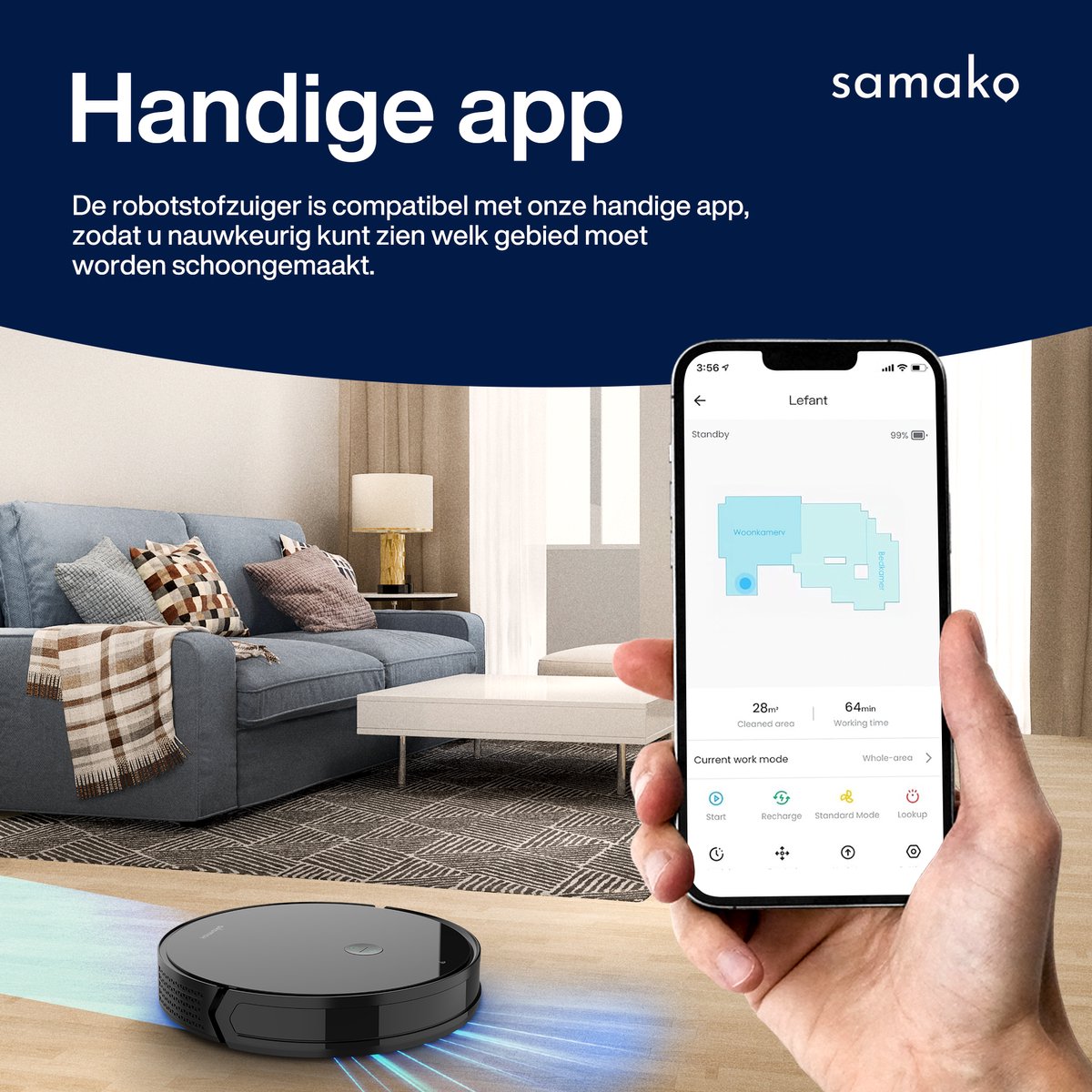 Samako TurboFlow robotstofzuiger met dweilfunctie