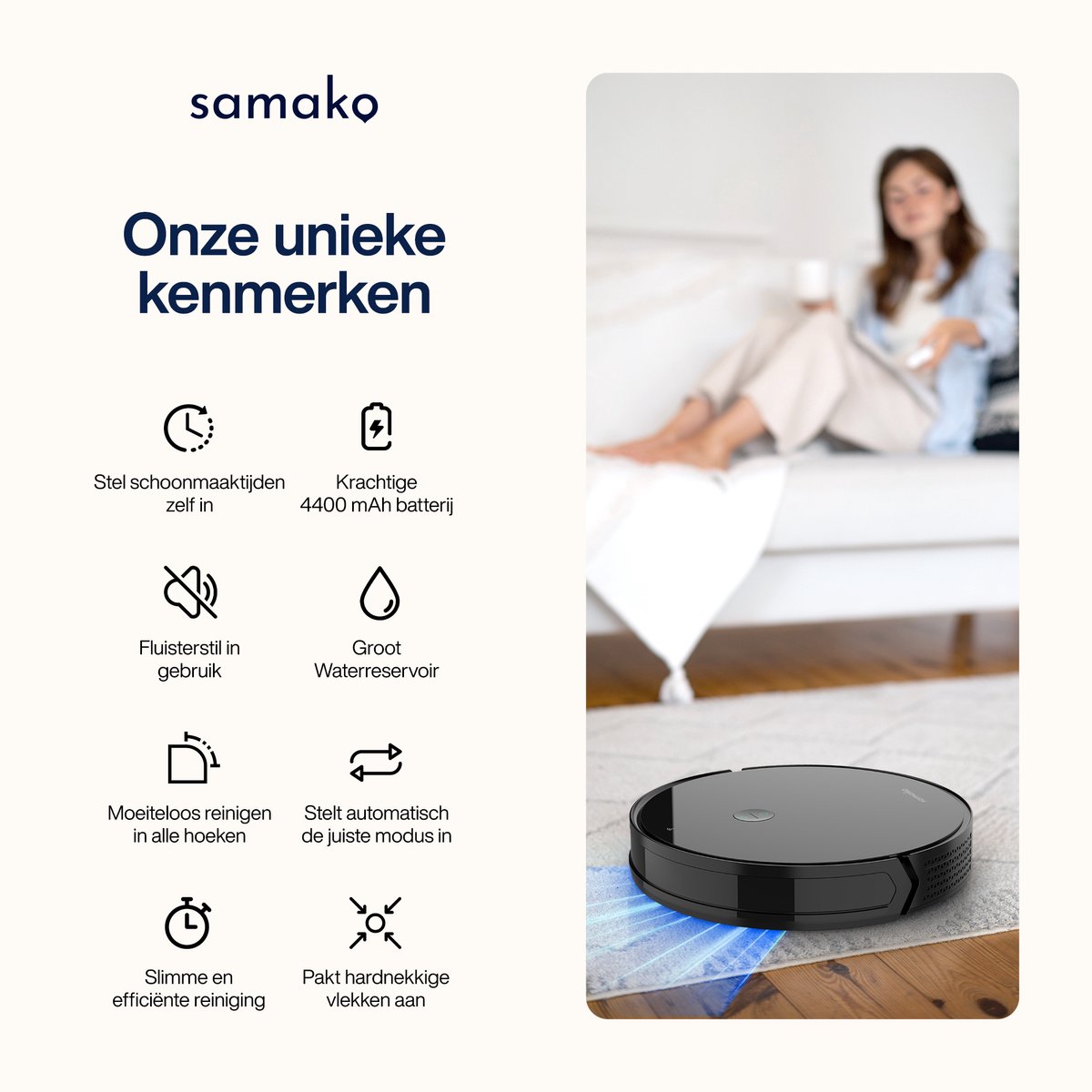 Samako TurboFlow robotstofzuiger met dweilfunctie