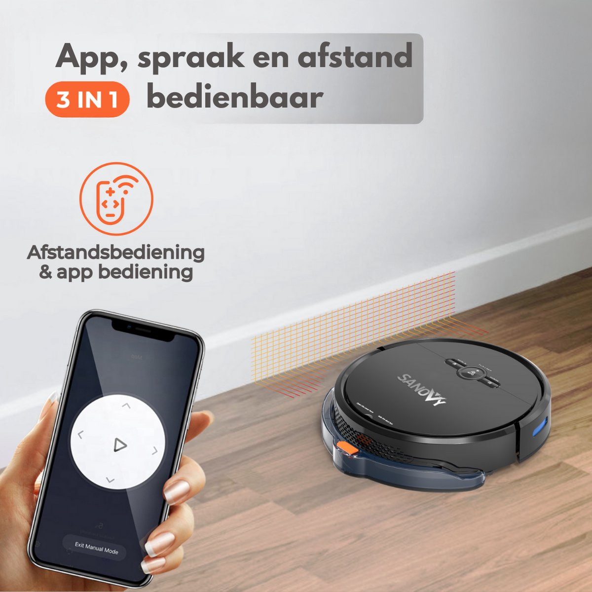 Sanovy 3-in-1 Robotstofzuiger met dweilfunctie
