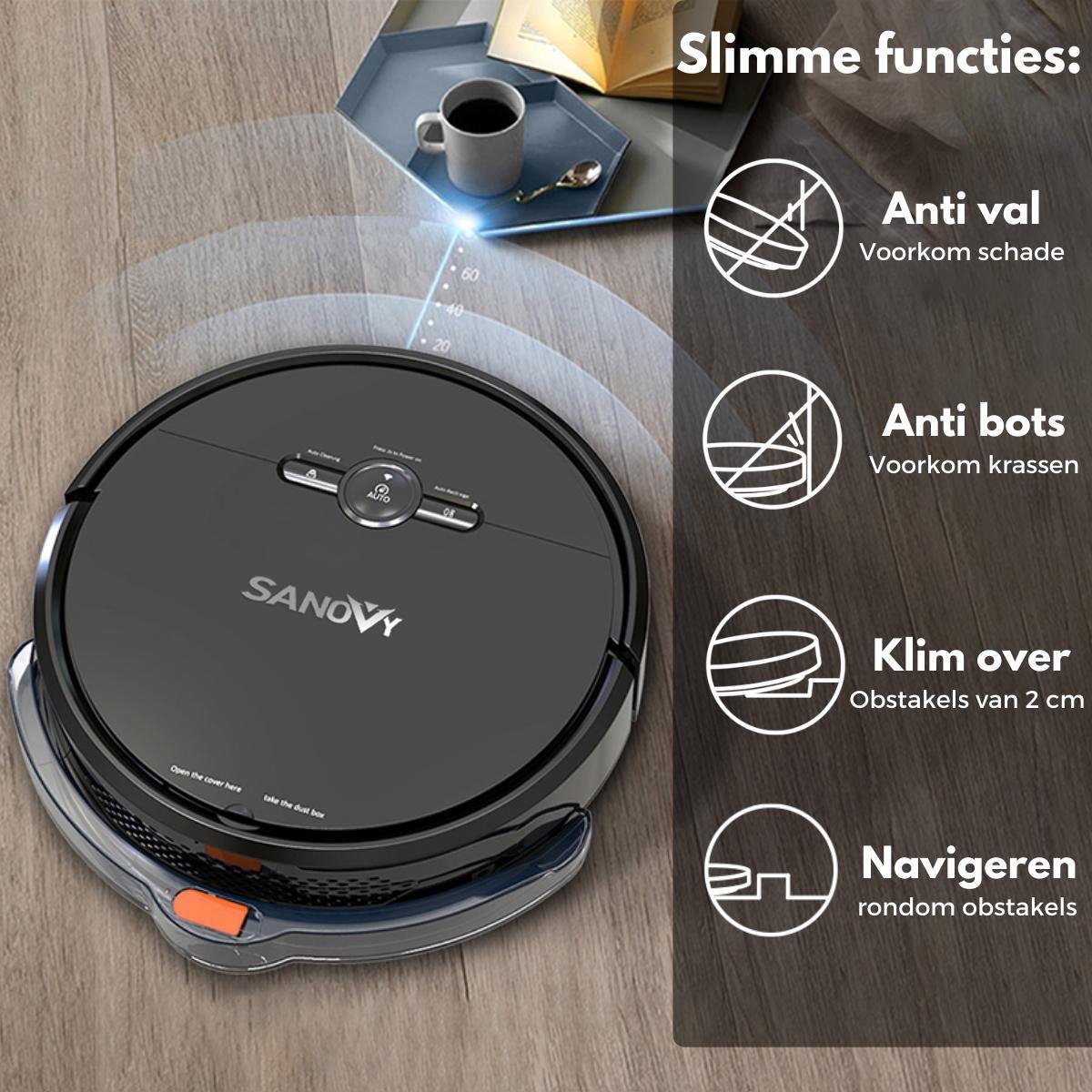 Sanovy 3-in-1 Robotstofzuiger met dweilfunctie