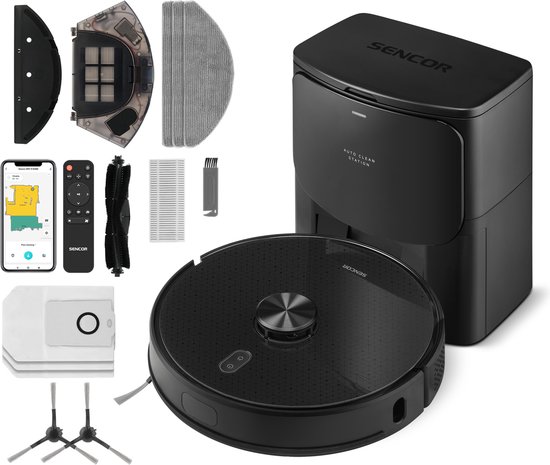 Sencor SRV 9185BK Robotstofzuiger met leegstation en dweilfunctie