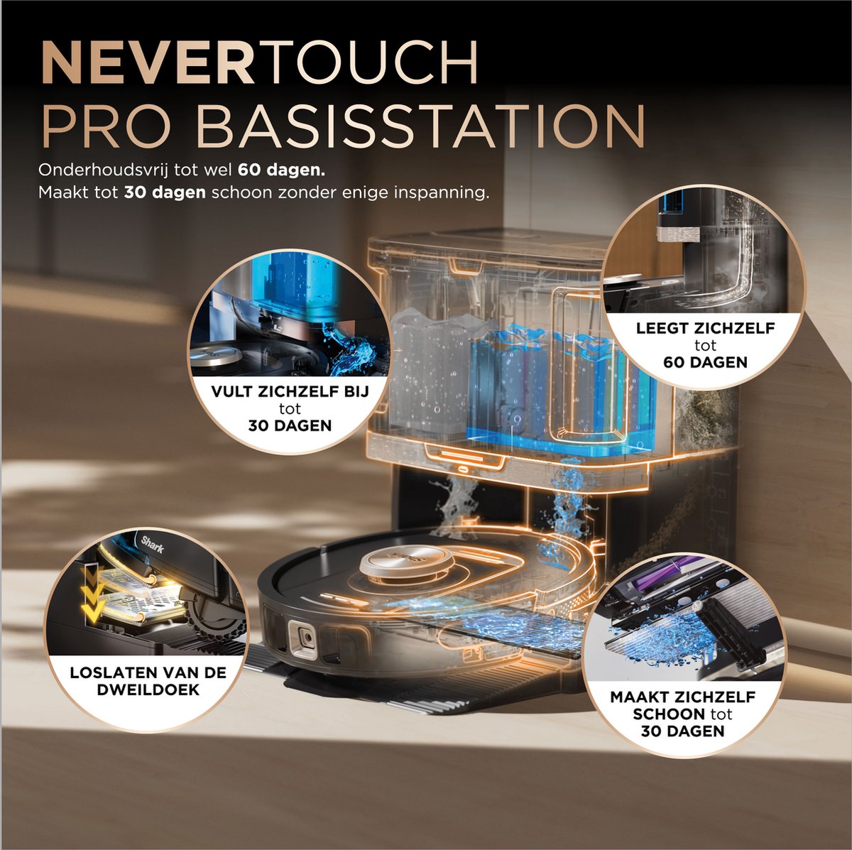 Shark PowerDetect NeverTouch Pro RV2800ZEEU 2-in-1 Robotstofzuiger