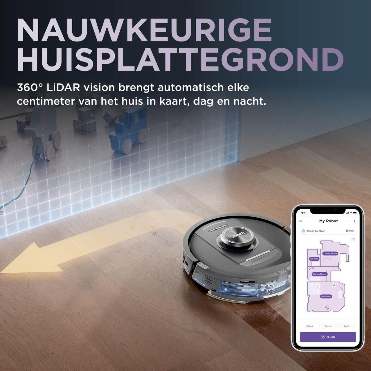 Shark RV2800YEEU PowerDetect NeverTouch Pro 2-in-1 Robotstofzuiger en Mop