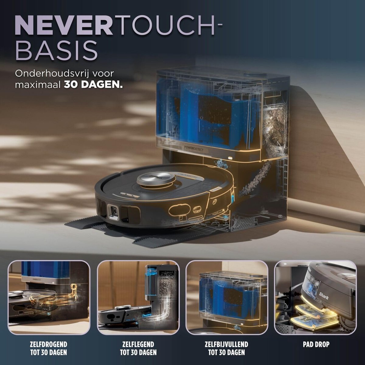 Shark RV2800YEEU PowerDetect NeverTouch Pro 2-in-1 Robotstofzuiger en Mop