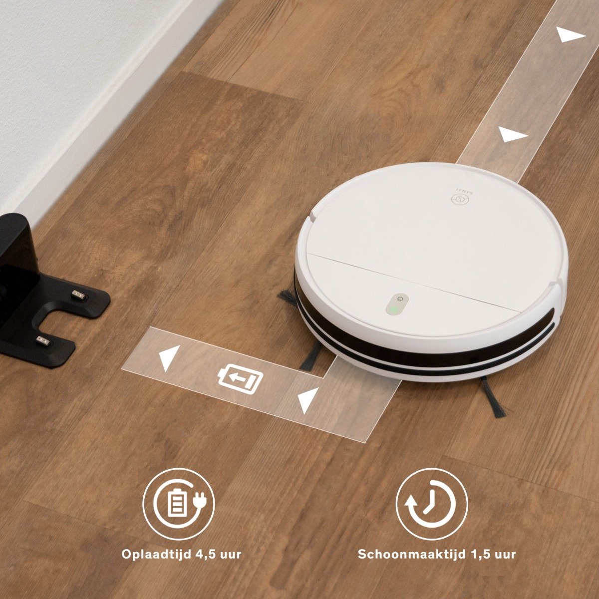 Sinji Smart Robotstofzuiger met Laadstation Wit