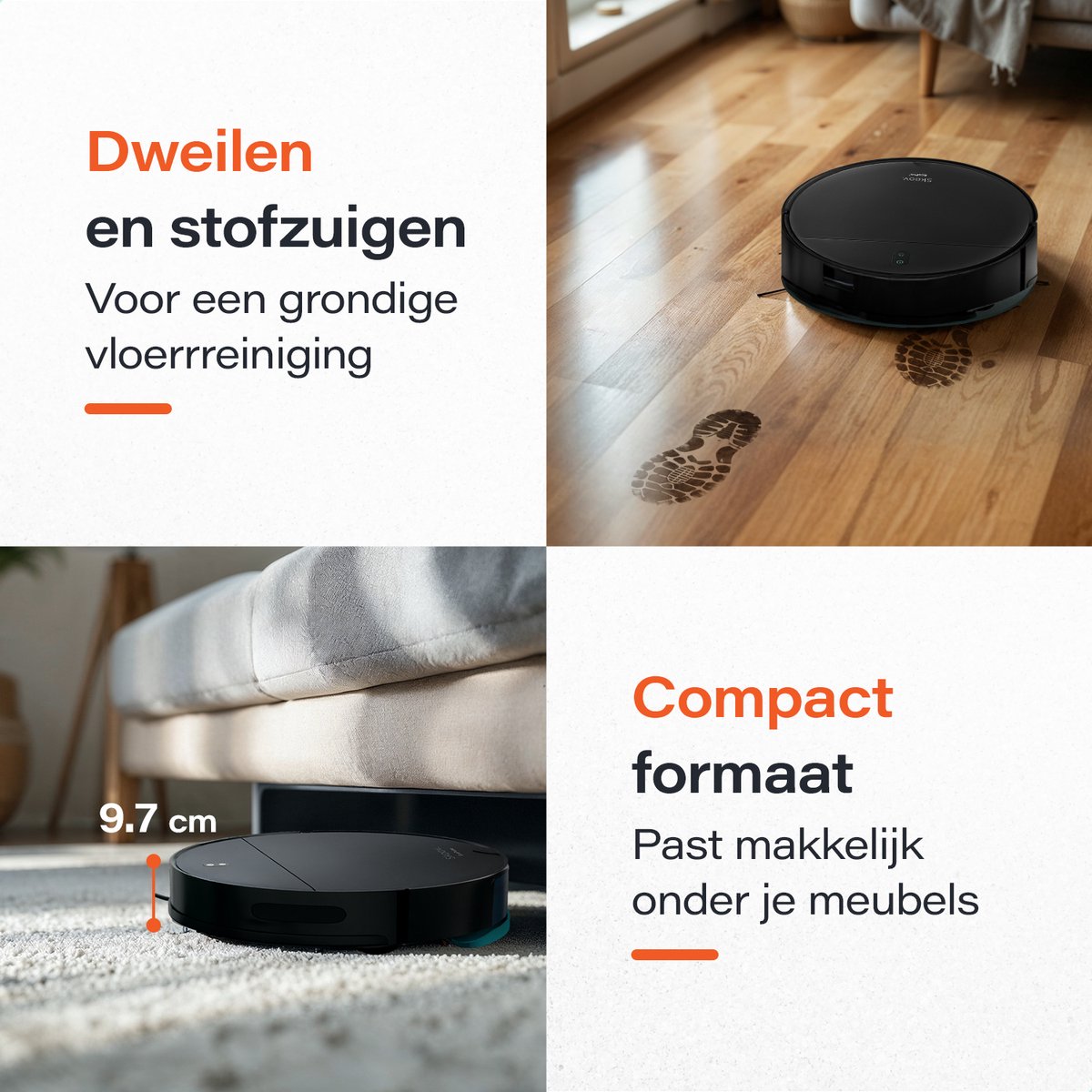 Skoov Ecopulse Robotstofzuiger met Dweilfunctie en Laadstation