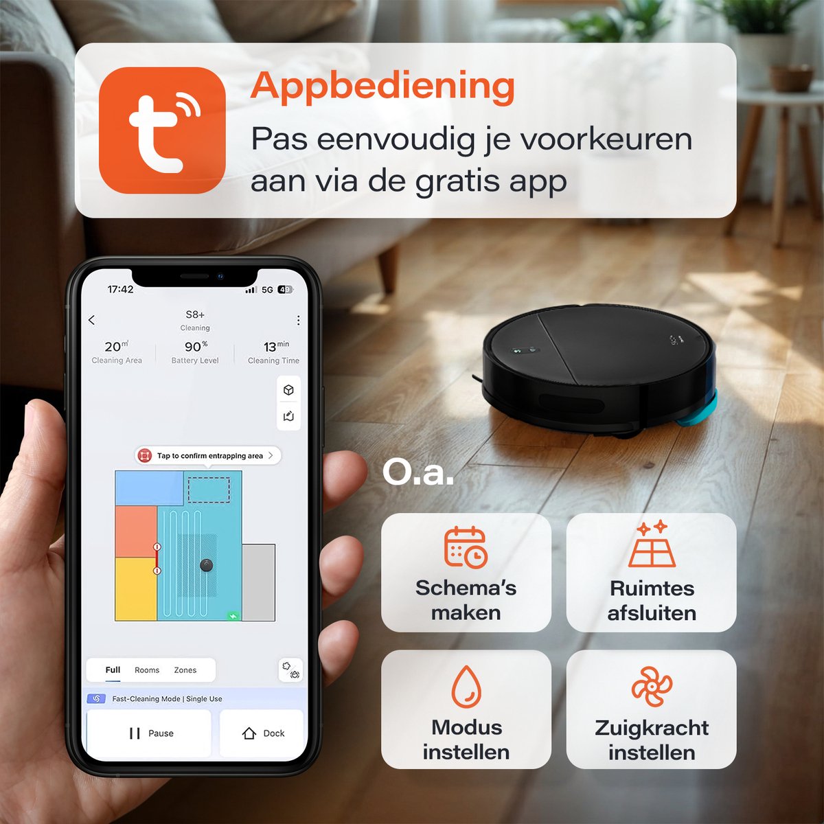 Skoov Ecopulse Robotstofzuiger met Dweilfunctie en Laadstation